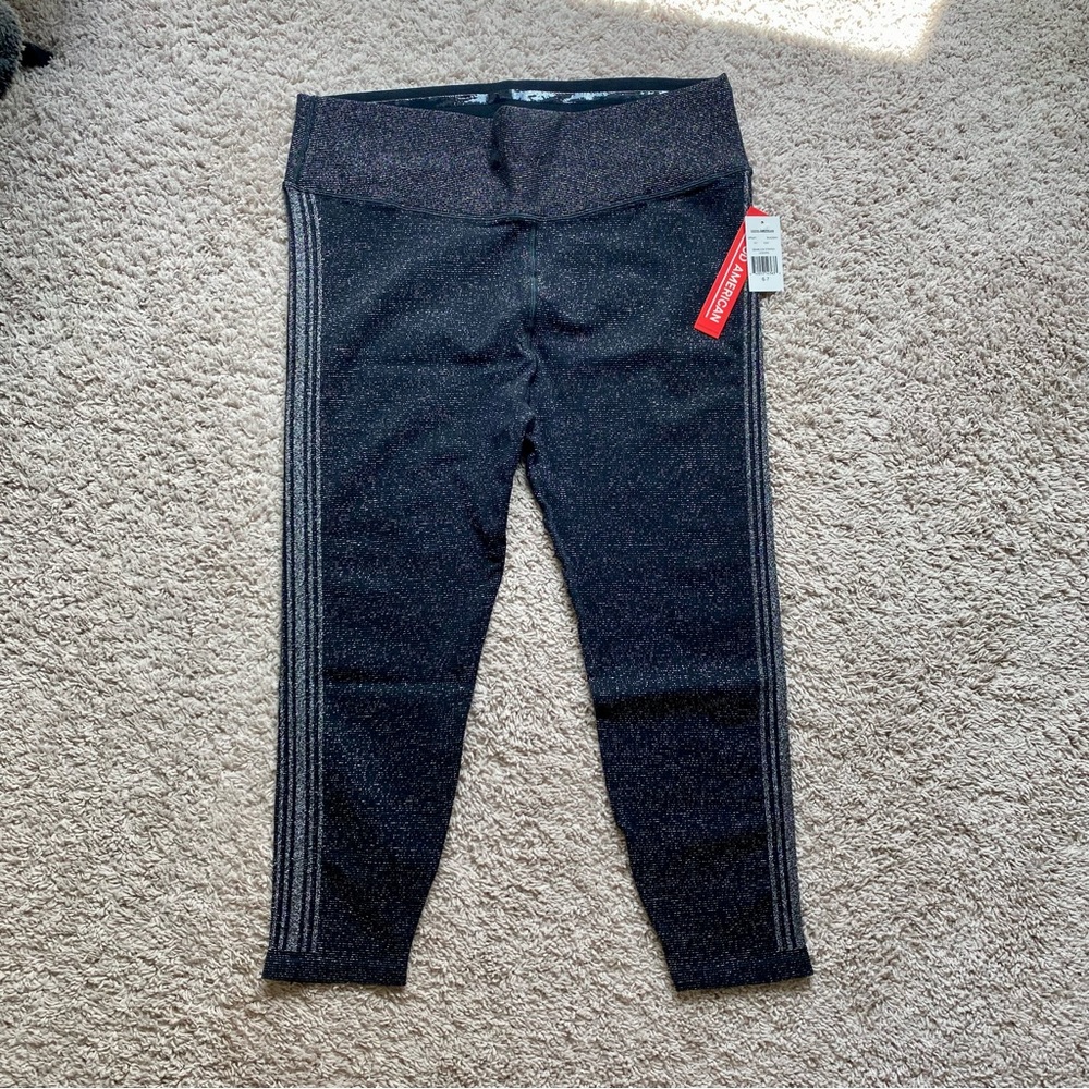 NWT Good American PLUS Comfy Casual Metallic Side Stripe Accent Seamless Legging
